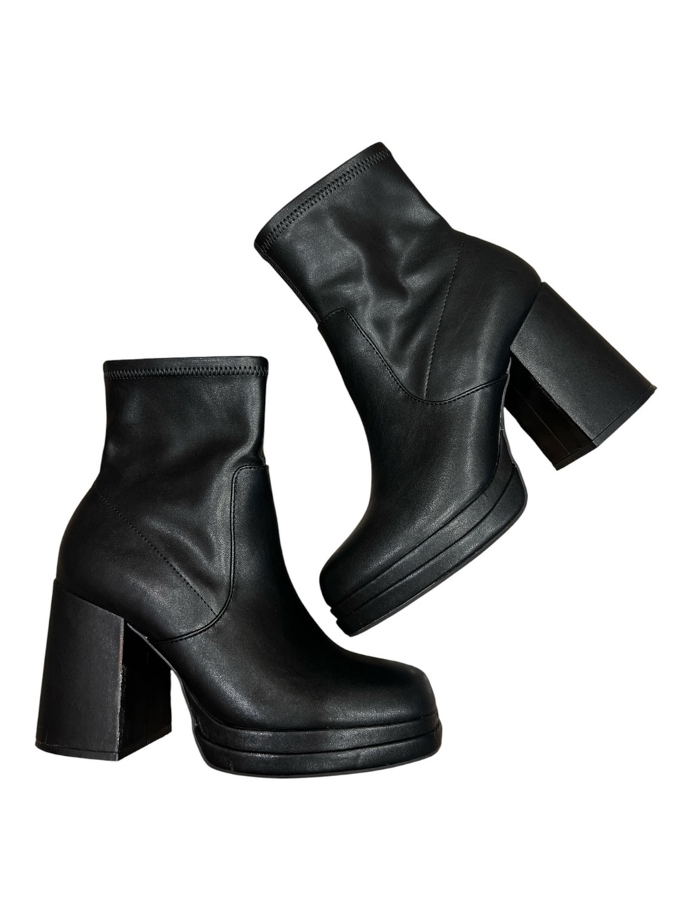 Steve Madden Womens Ever Cushioned Platform Chucky Heel Square Toe Ankle Boots 9
